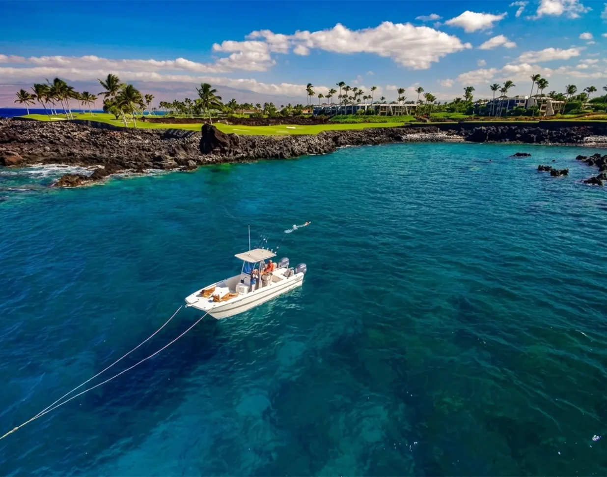 Boat off the coast of the Big Island