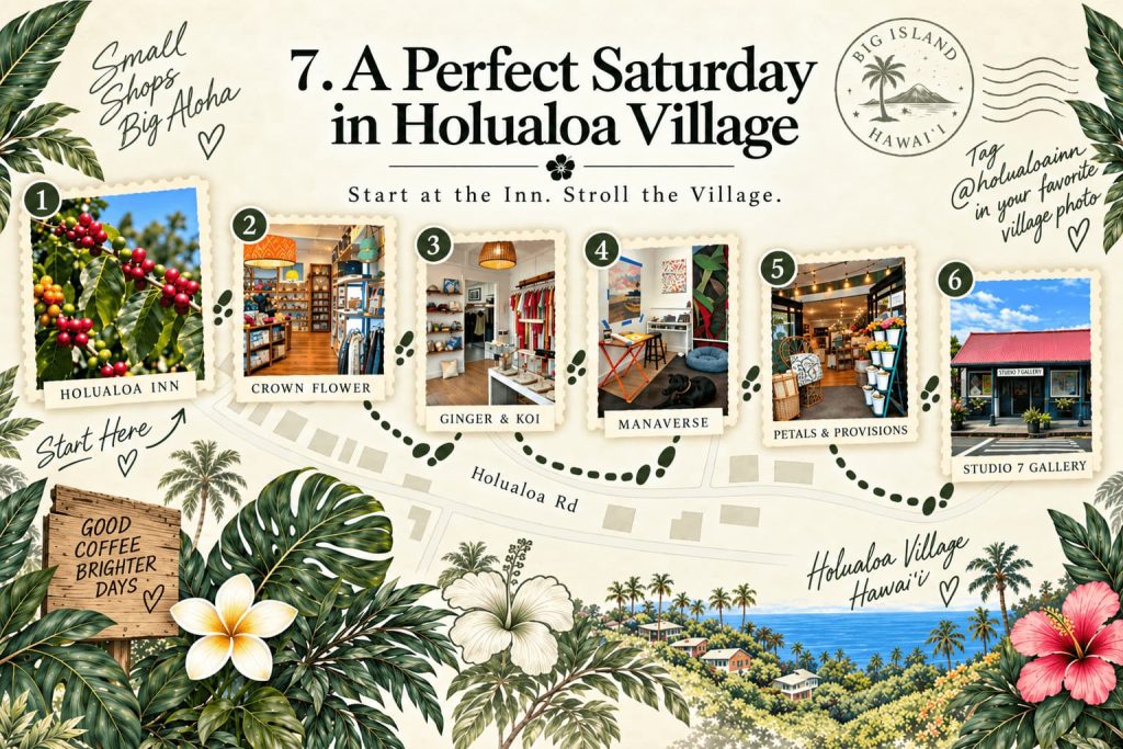 map of stops in Holualoa Village
